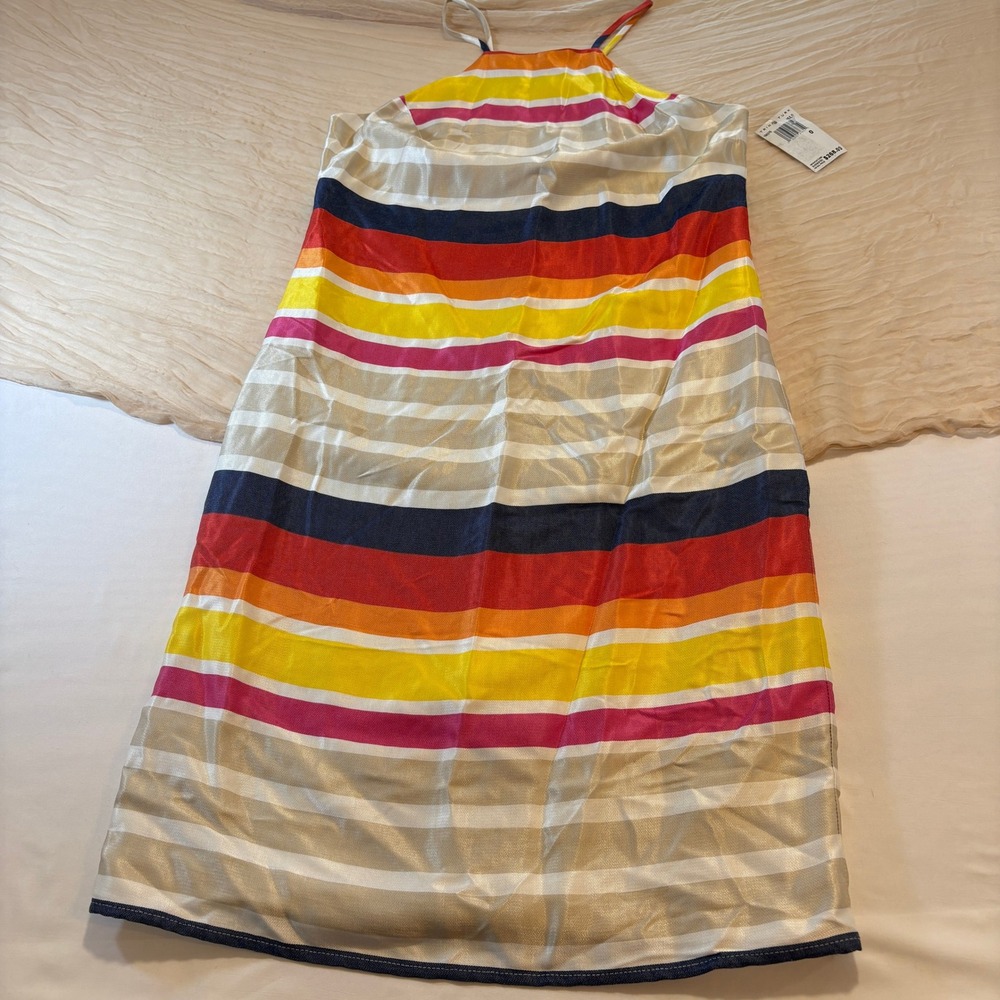 Trina Turk Rainbow Stripe Halter Racerback Sleeveless‎ Maxi Dress Size 0 NWT
